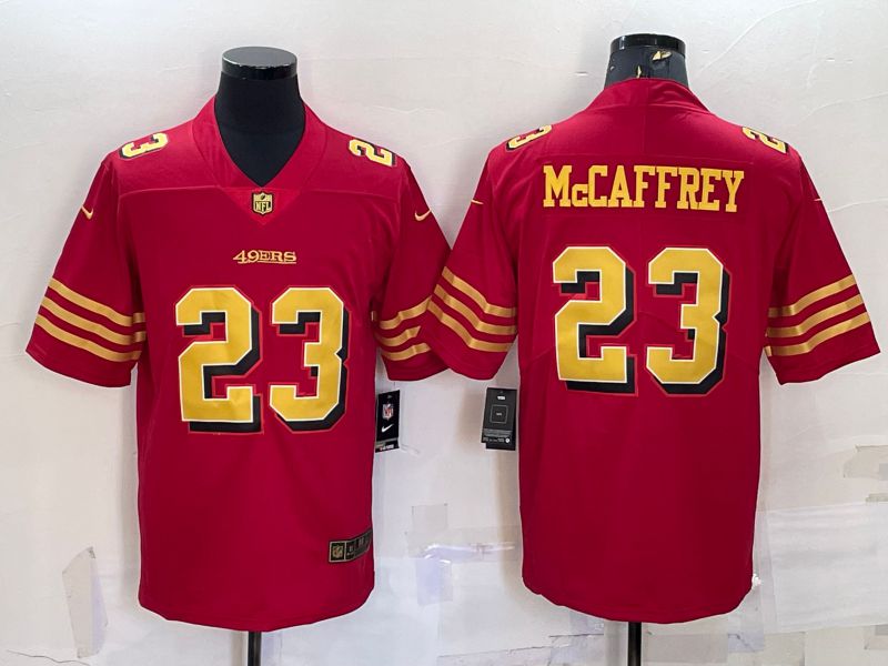 Men San Francisco 49ers 23 Mccaffrey Red Gold 2022 Nike Limited Vapor Untouchable NFL Jersey